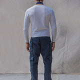 Waxed Double Cargo Pants - Navy