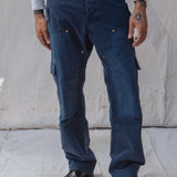 Waxed Double Cargo Pants - Navy